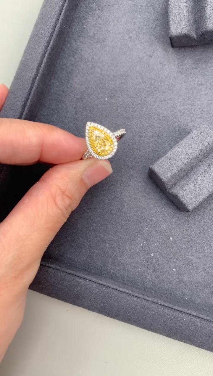 【闪购商品】钻石戒指/指环18K金镶嵌1ct黄钻戒指