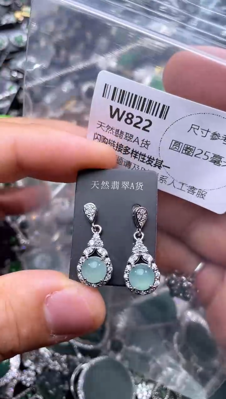 【闪购商品】翡翠颈饰未镶嵌W822耳钉