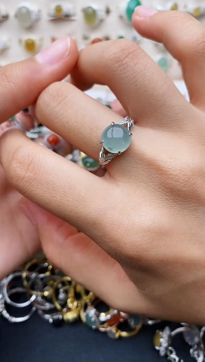 【闪购商品】翡翠戒指银S925镶嵌缅甸翡翠