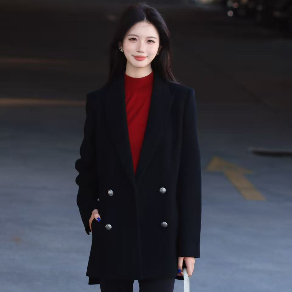 GIRDEAR/哥弟140002新款秋冬女士气质时尚显瘦百搭中长款羊毛西装