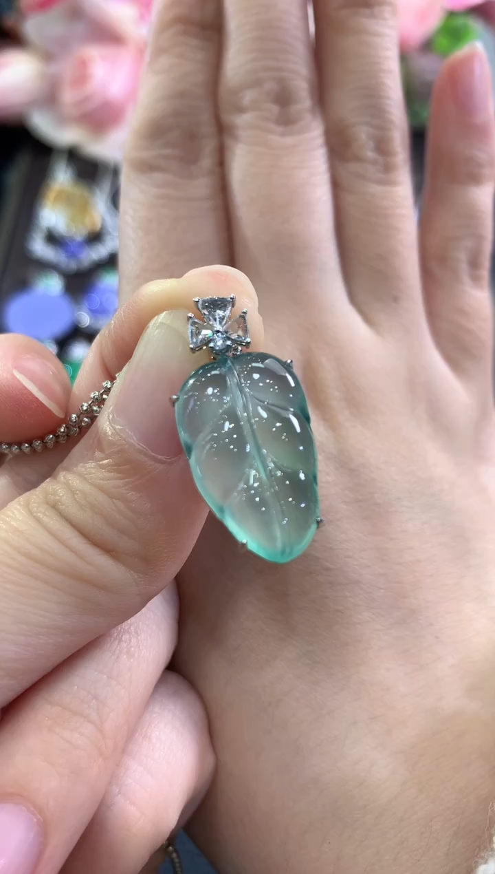 吊坠(不含链)18K金镶嵌翡翠b12