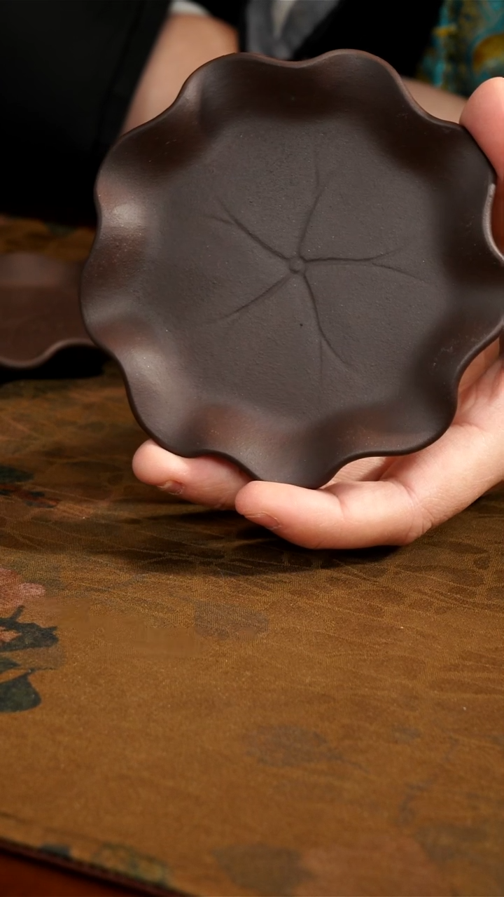 茶壶紫砂紫泥荷叶小杯垫