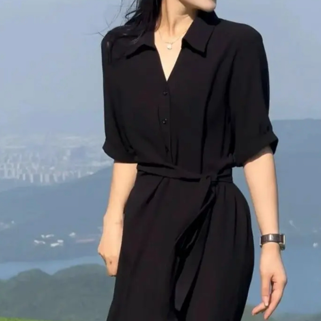 2025夏季中长裙赫本风收腰轻熟风连衣裙长裙高级显瘦