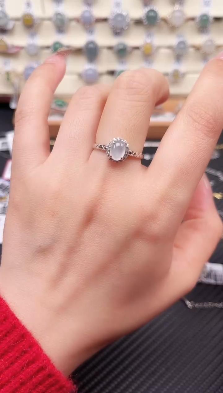 【闪购商品】翡翠戒指银S925镶嵌戒指12