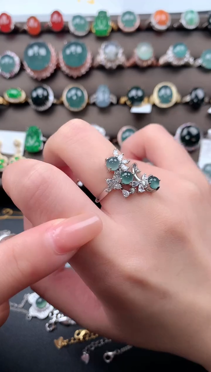 【闪购商品】翡翠戒指银S925镶嵌52141