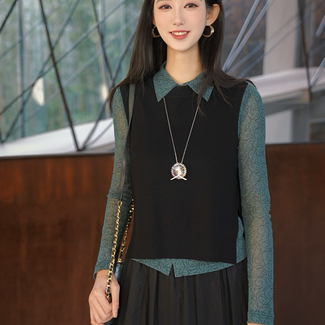 GIRDEAR/哥弟   清茶兔兔 | 百搭时尚印花衬衫长袖上衣1300782