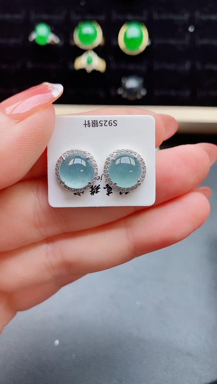【闪购商品】翡翠耳饰银S925镶嵌508505