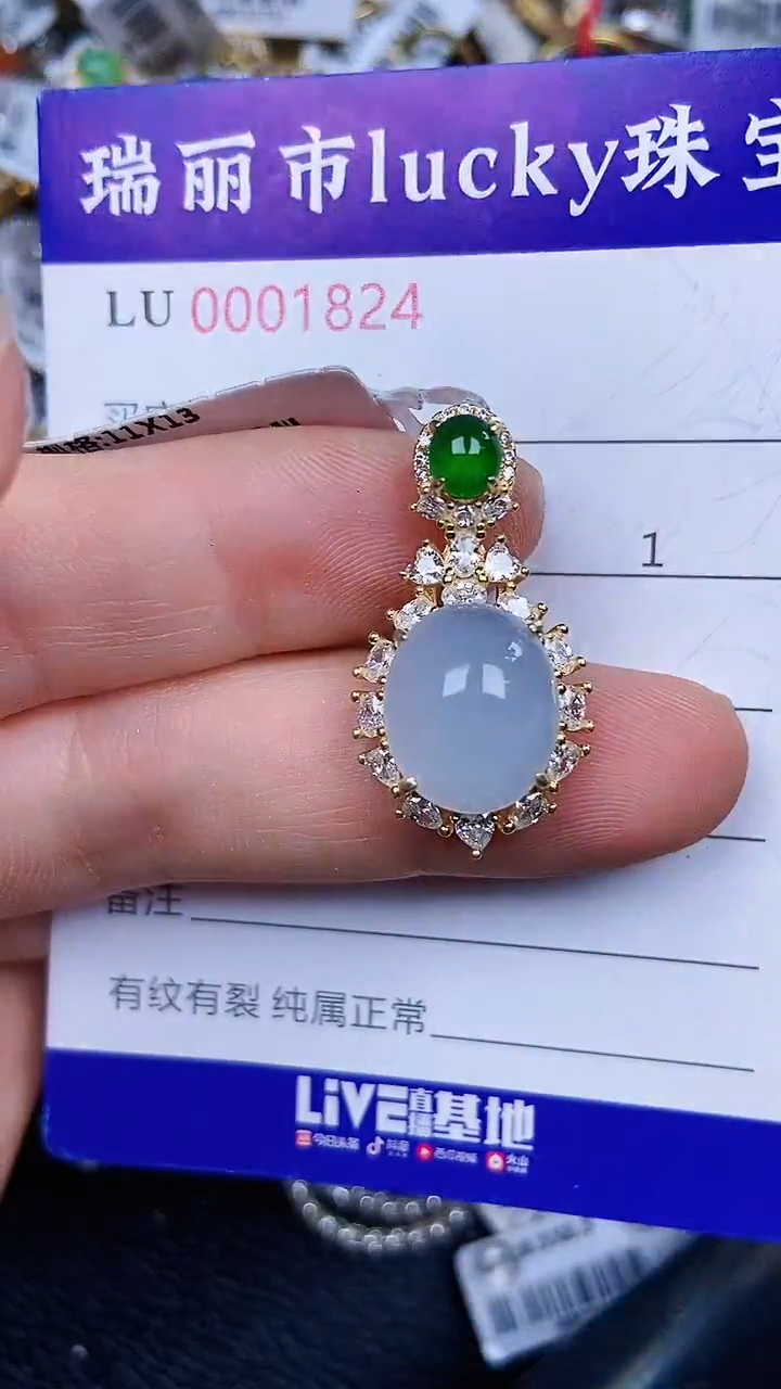 颈饰银S925镶嵌翡翠824