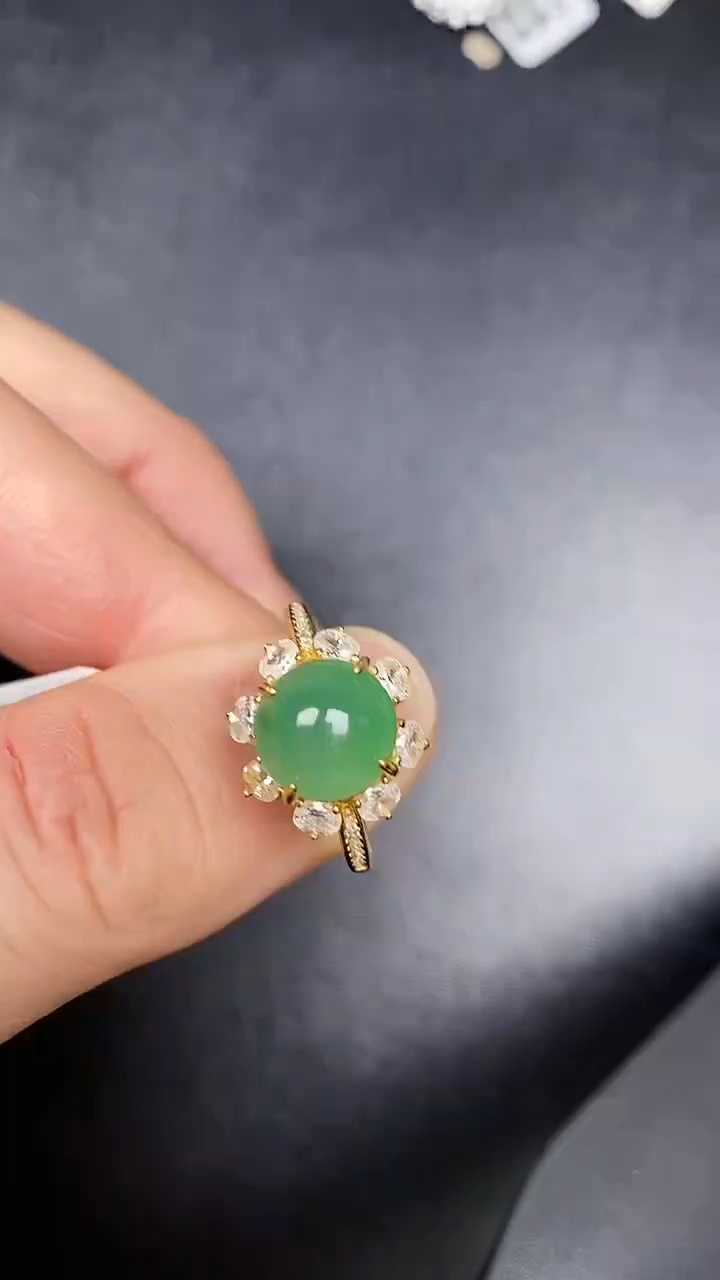 银S925镶嵌戒指翡翠3480