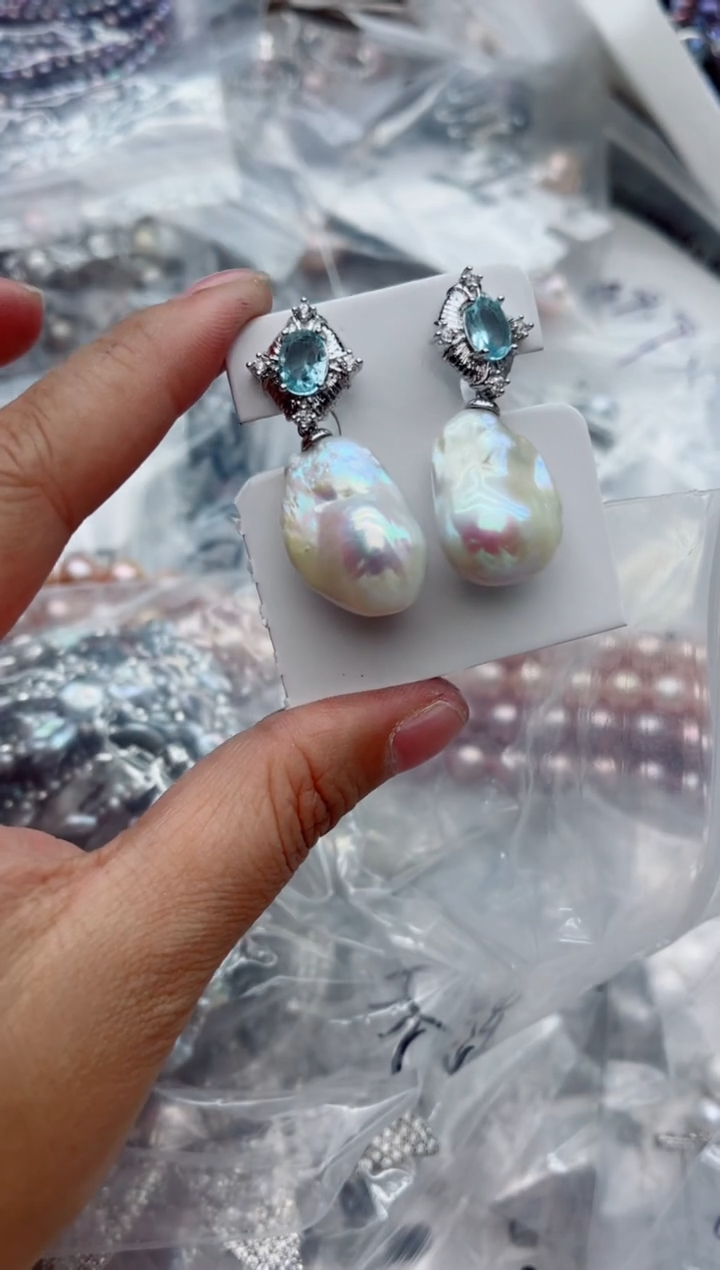 未镶嵌耳饰淡水珍珠多样性发其一，非无暇