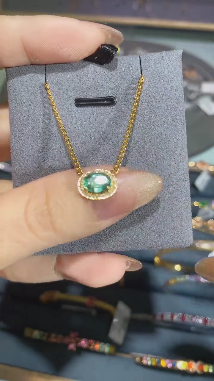 【闪购商品】祖母绿颈饰18K金镶嵌项链