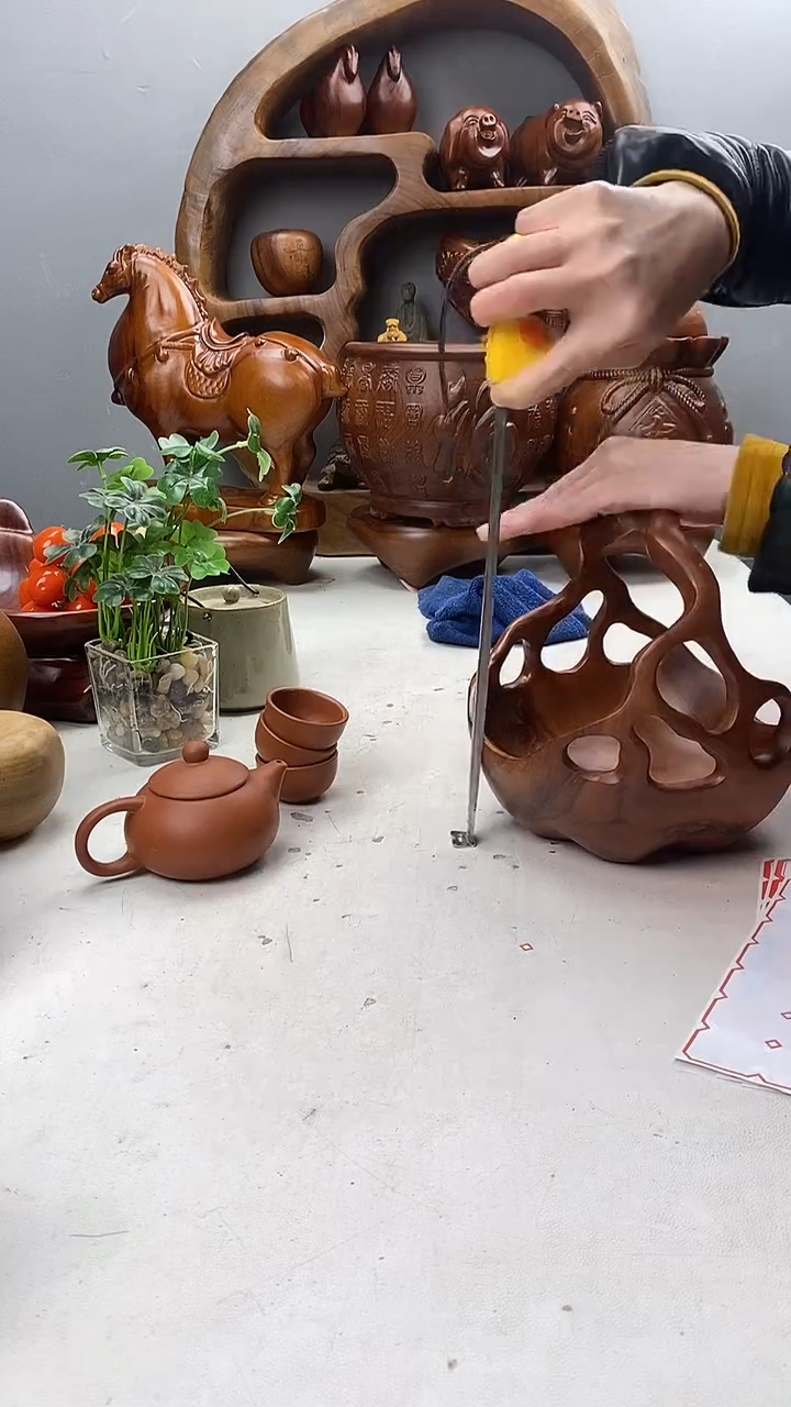 香樟木A12树藤小提篮/尺寸19*19*20