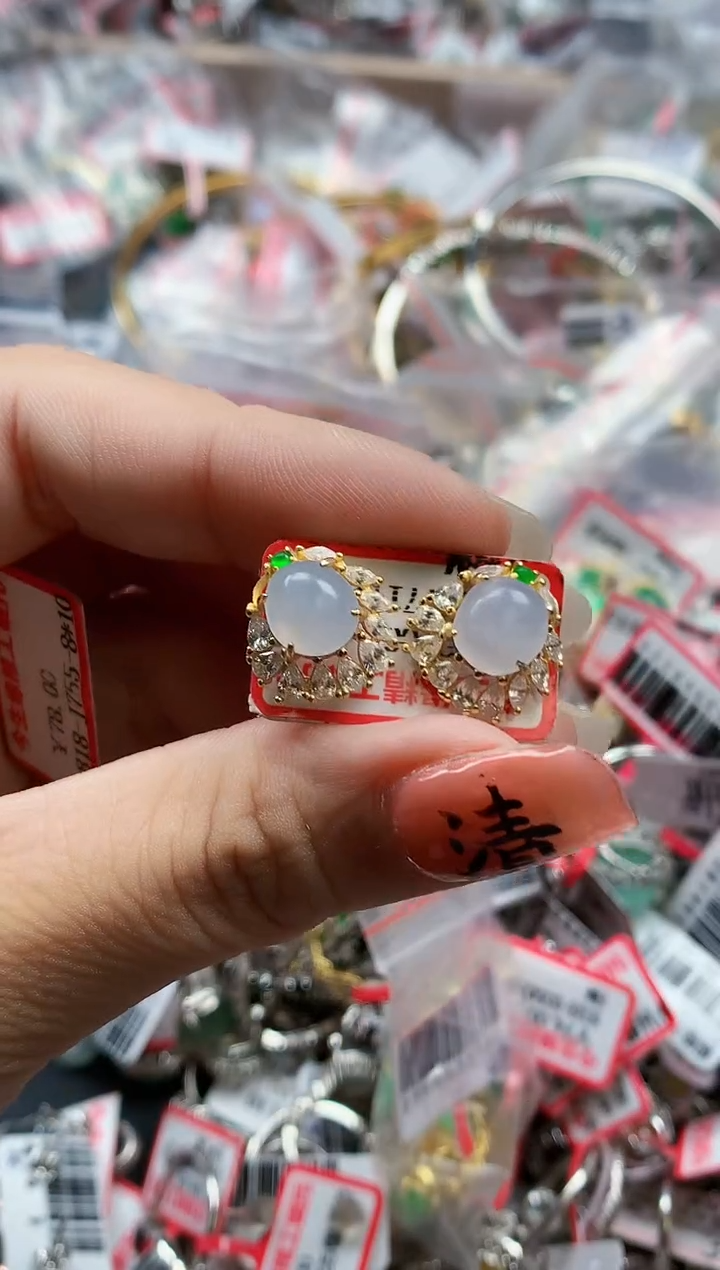 银S925镶嵌戒指翡翠天然A货缅甸翡翠