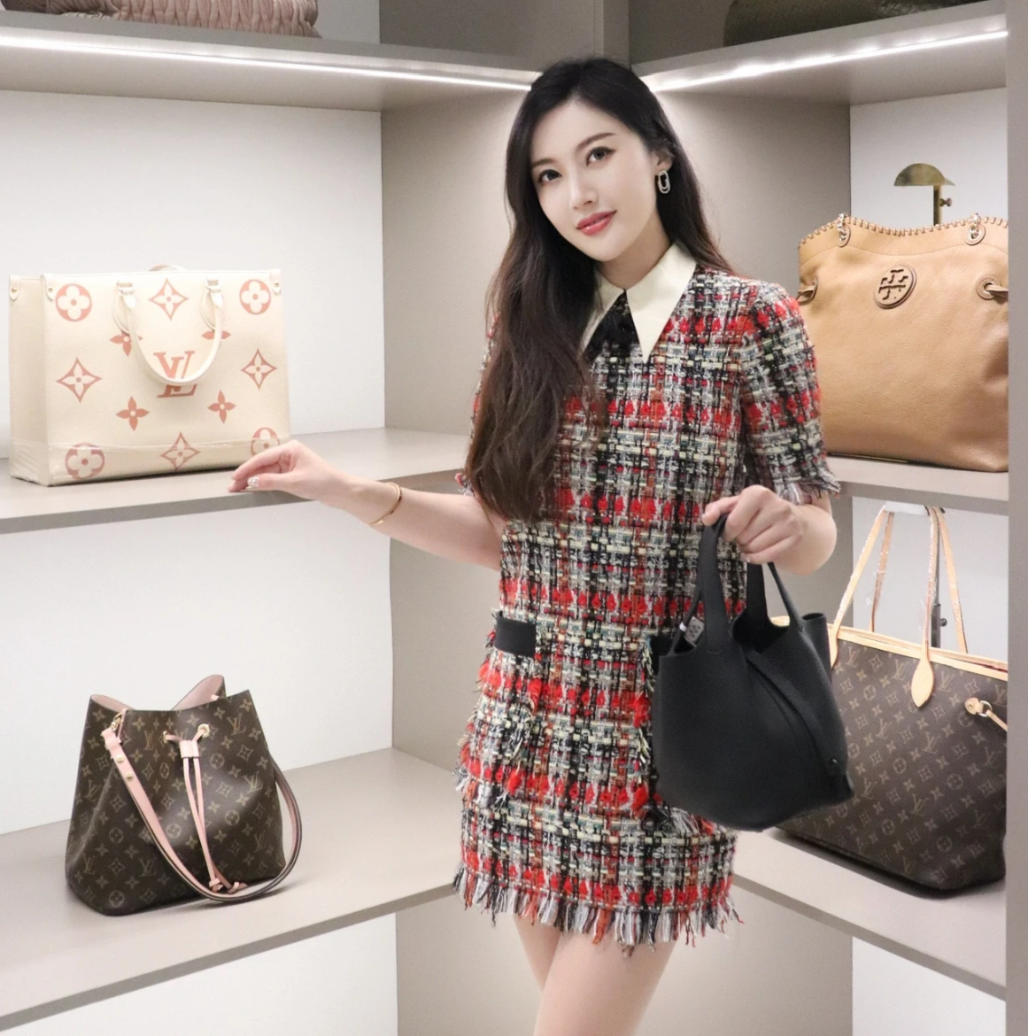 未使用 GUCCI/古驰 毛呢编织小香风连衣裙 红色/40