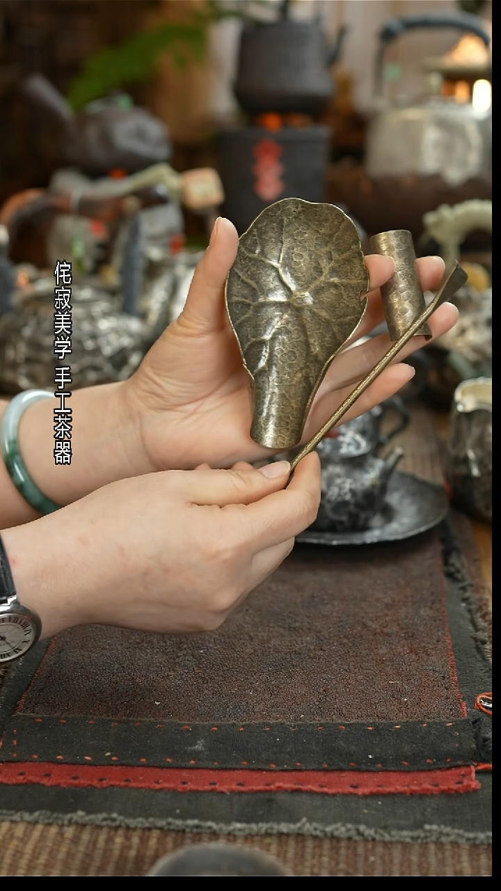 铜荷花茶则+茶枕+茶拨