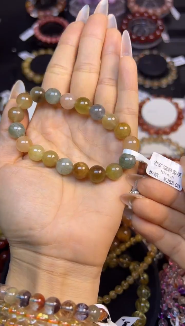 未镶嵌手串水晶油彩兔毛10.1mm