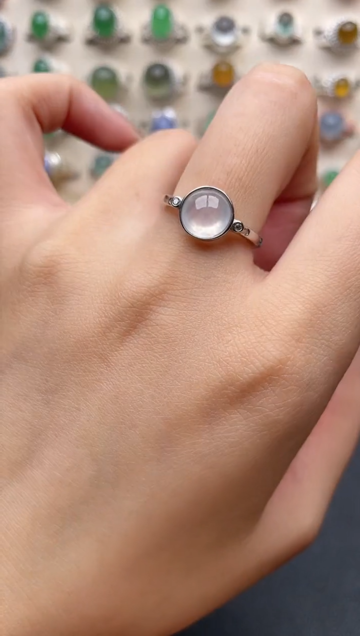 【闪购商品】翡翠戒指银S925镶嵌一物一证一礼盒