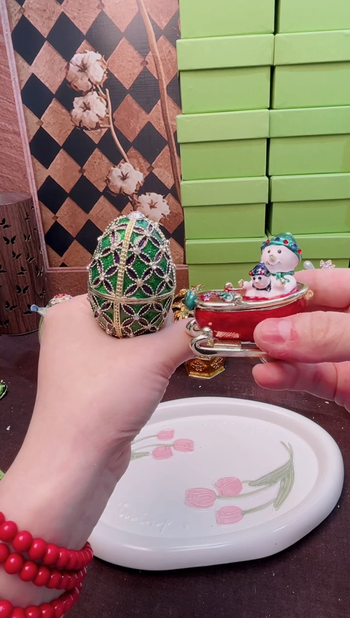 锌合金珐琅彩首饰盒摆件默认微瑕不退不换～