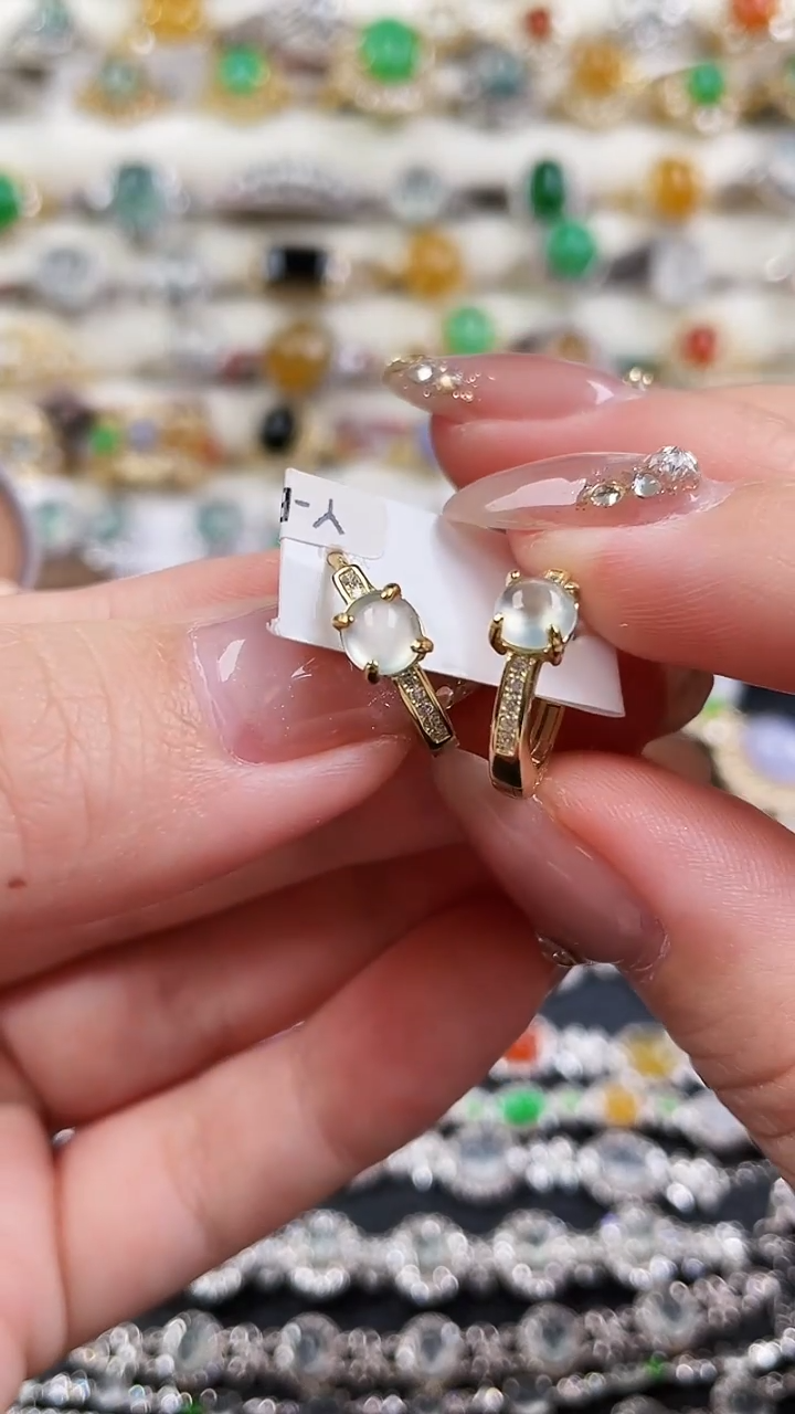 银S925镶嵌翡翠耳饰68