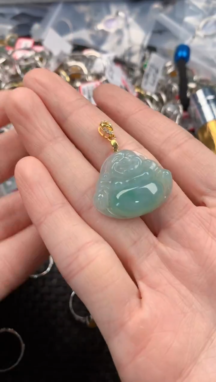 银S925镶嵌戒指翡翠666   3