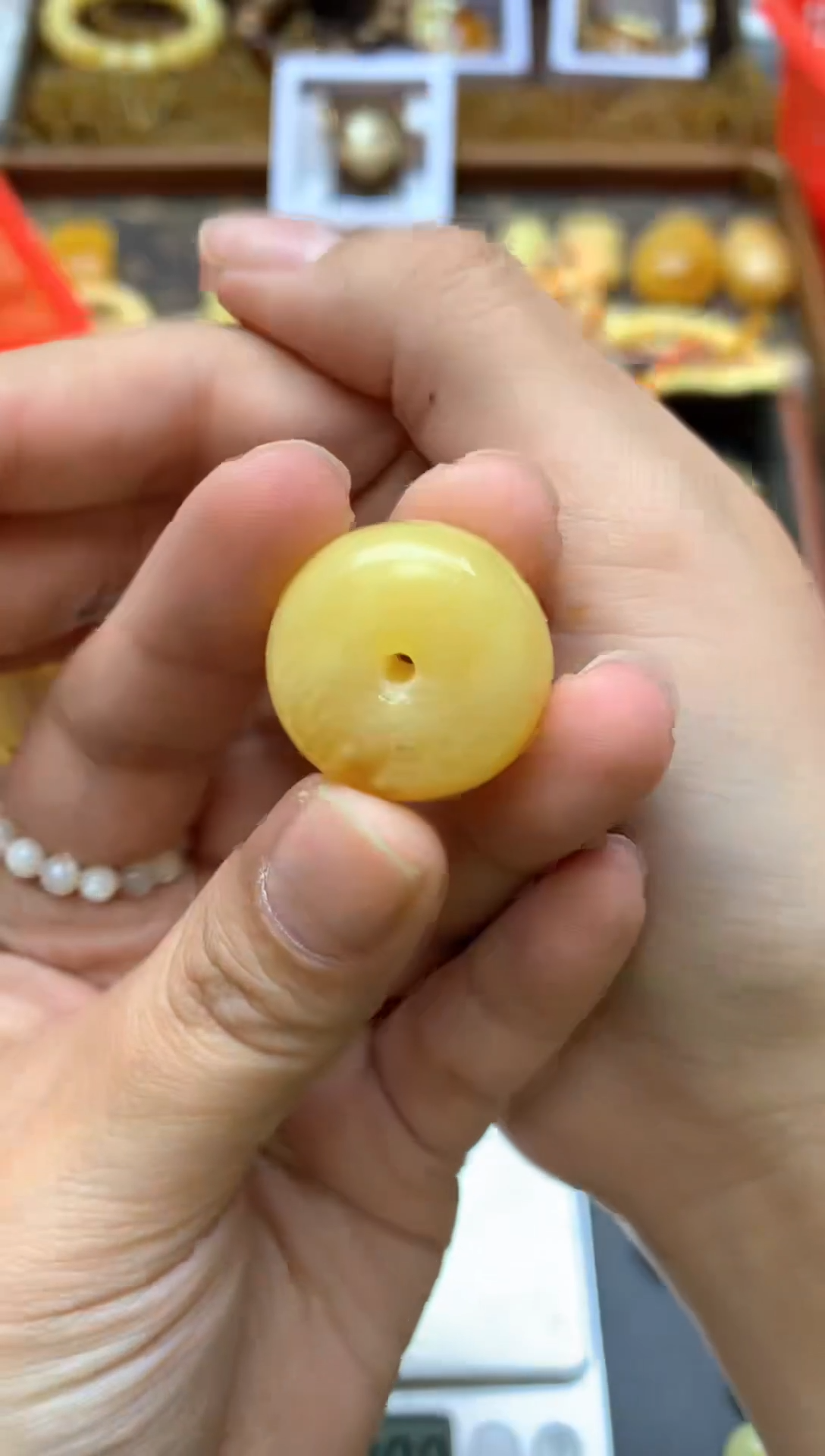 【闪购商品】琥珀珠宝奇石未镶嵌061琥珀蜜蜡花粉有纹小坑介意勿拍