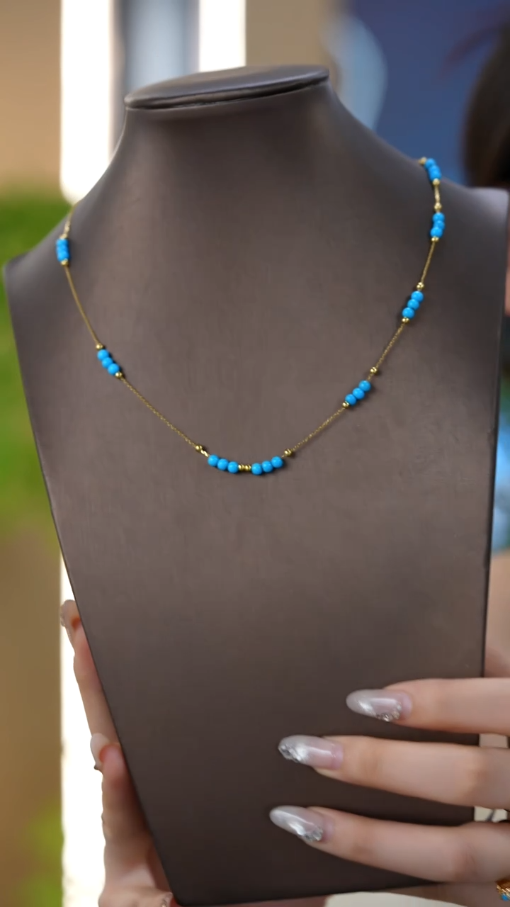 18K金镶嵌绿松石项链秒拍号3