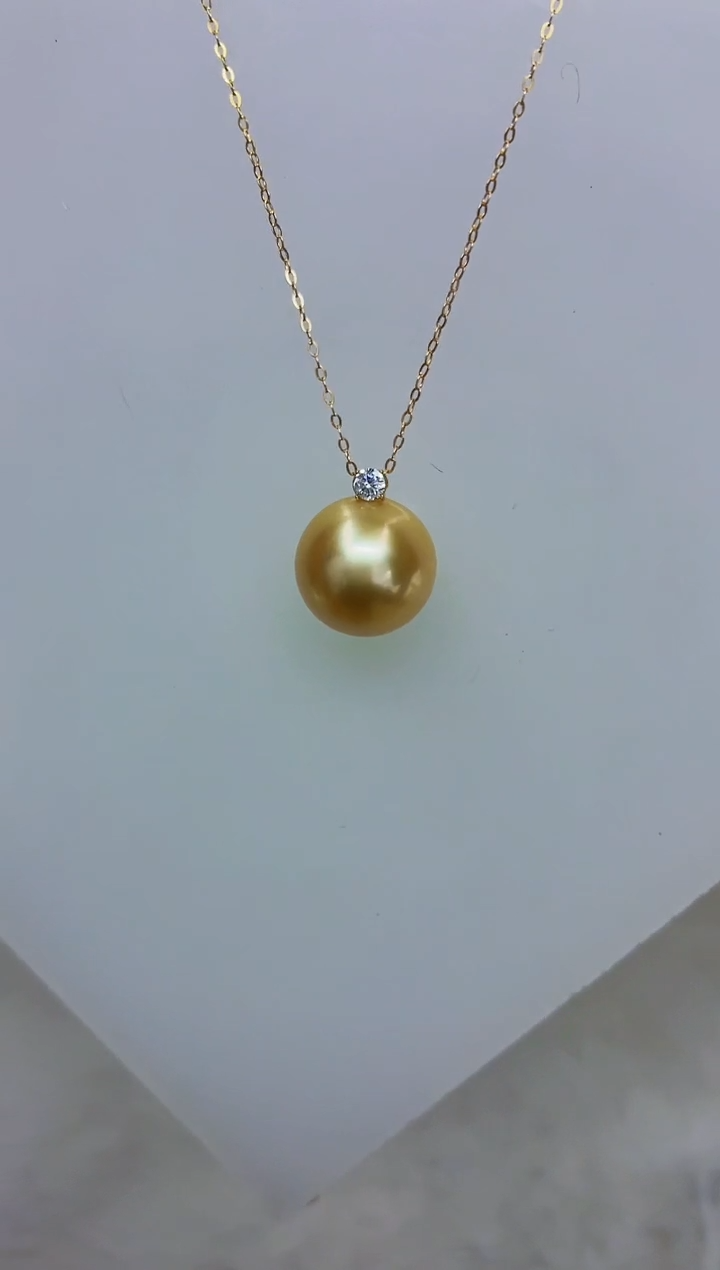 18K金镶嵌DA海水珍珠海水金珠吊坠13-14 y644