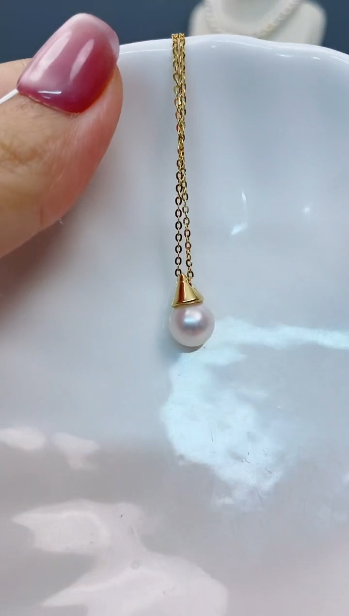 【闪购商品】海水珍珠吊坠(赠链)18K金镶嵌8-8.5海水珍珠吊坠