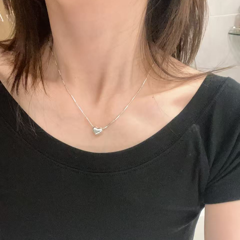 合金项链 韩国正品 925银 爱心简约项链(N0退）