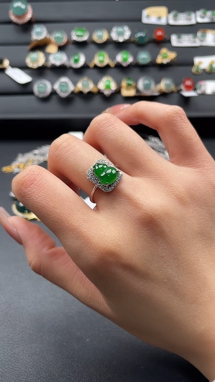 【闪购商品】翡翠戒指银S925镶嵌63653