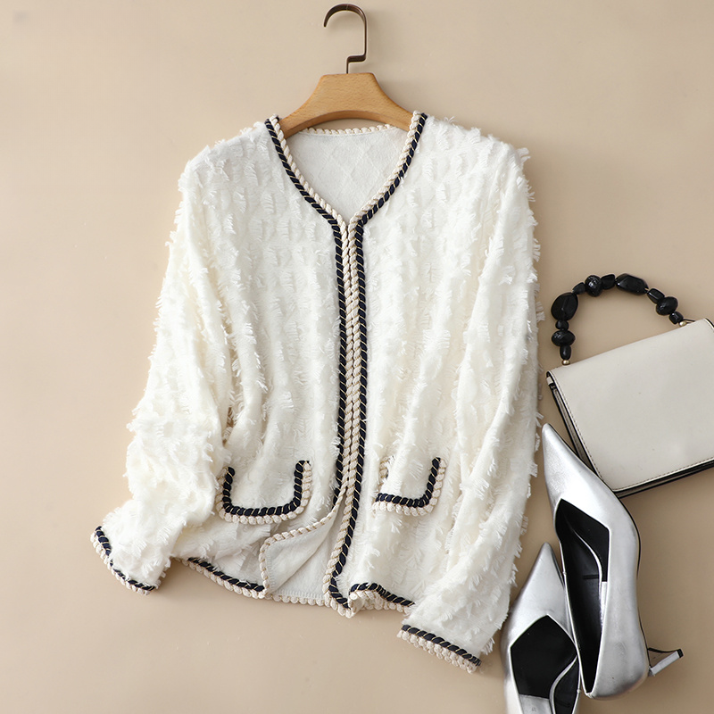 【丽公主专属】藏里羊 小香风系列秋季新款百搭设计感羊绒开衫M0827