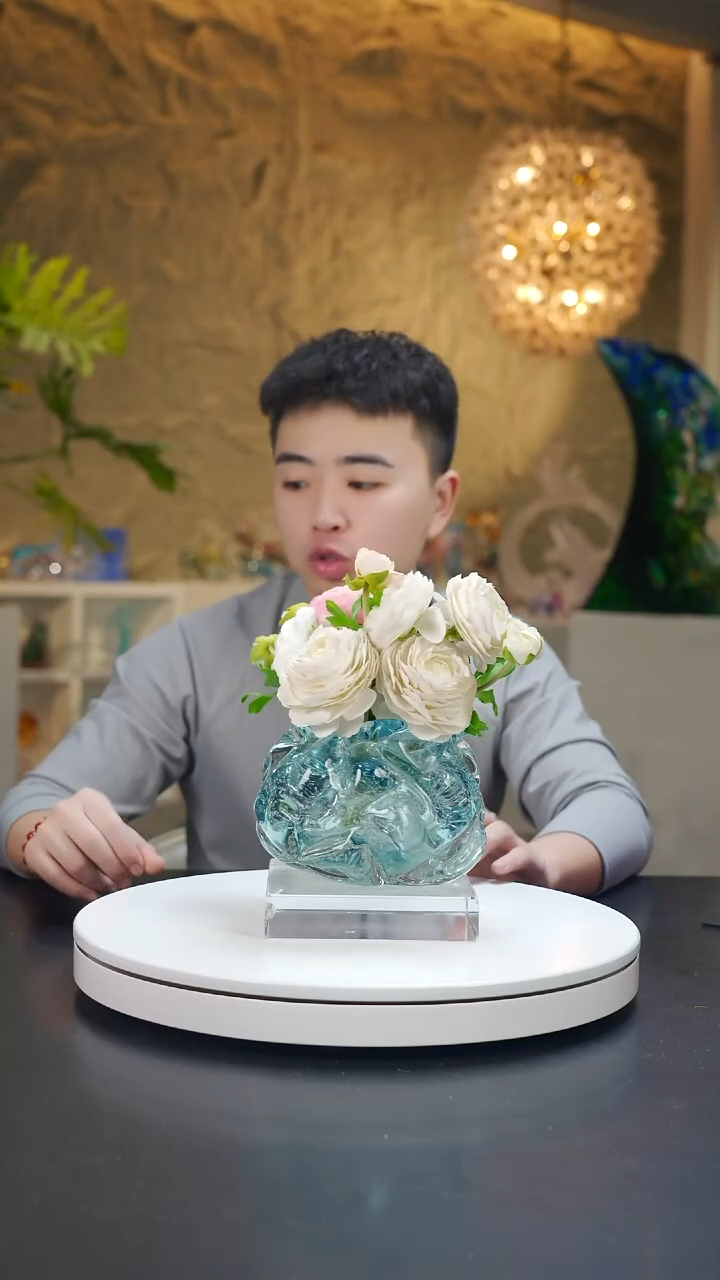 手工艺品琉璃天空蓝设计款果碗