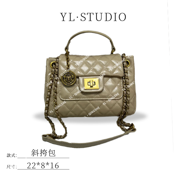 【依琳定制】女士潮流时尚经典气质手拎单肩包ZT-D7162-奶茶色