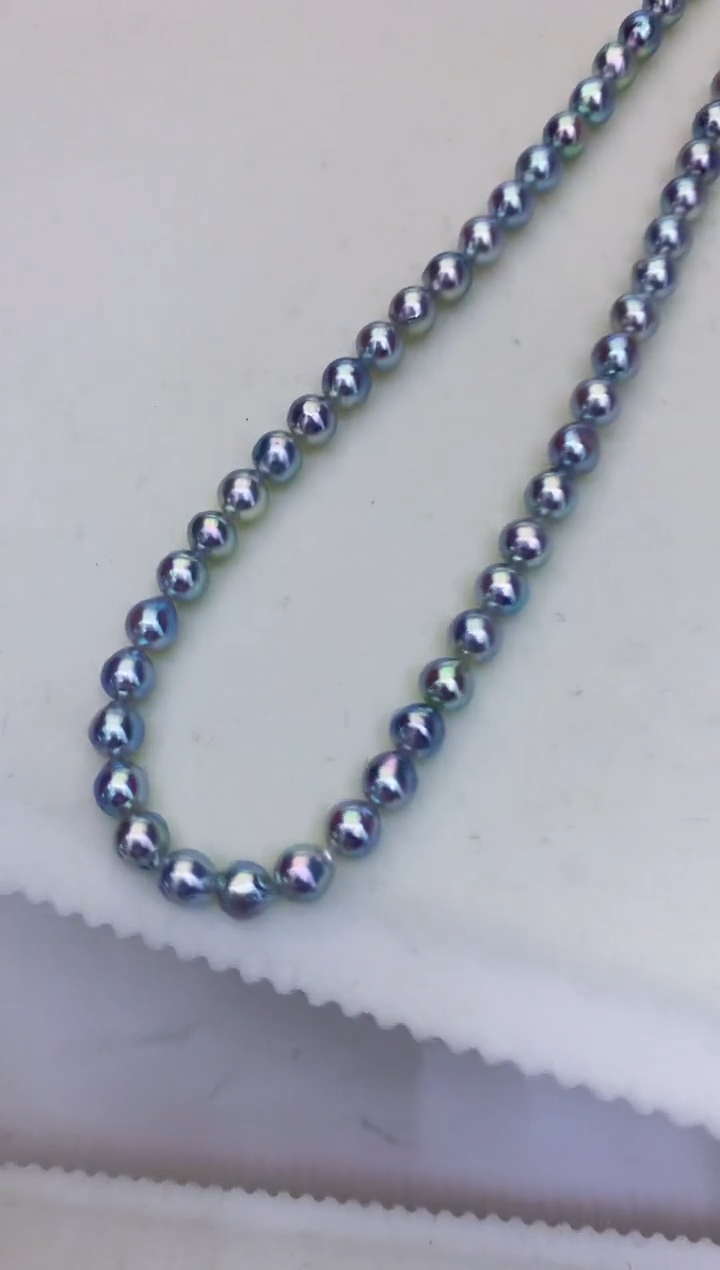 银S925镶嵌海水珍珠饰品6-6.5真多麻色满珠链·微巴