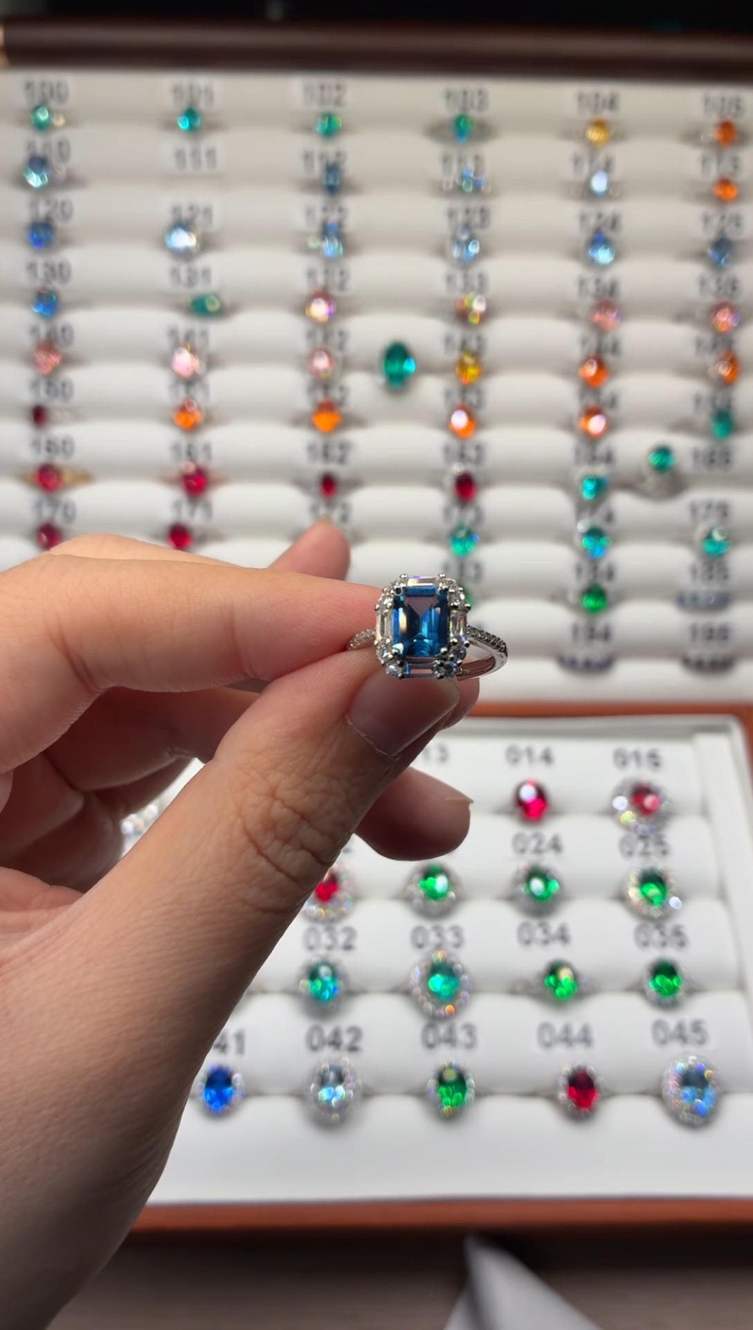 银S925镶嵌戒圈海蓝宝石13111