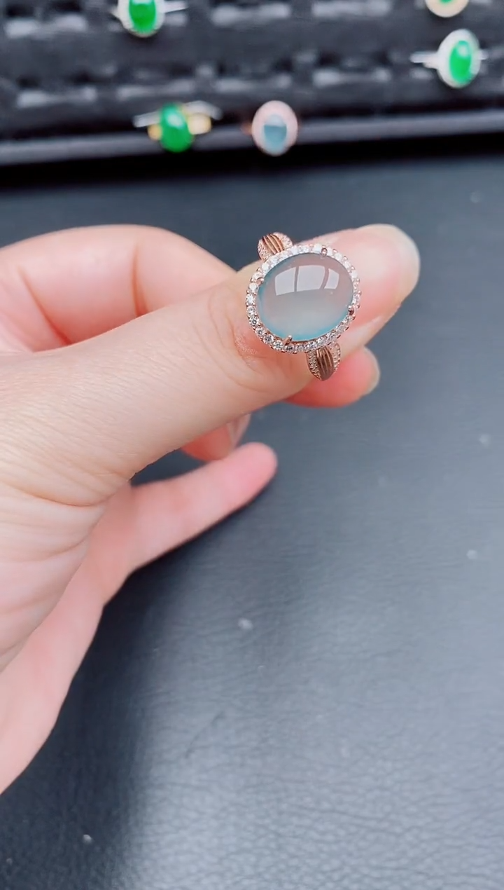 【闪购商品】翡翠戒指银S925镶嵌天然a货翡翠226