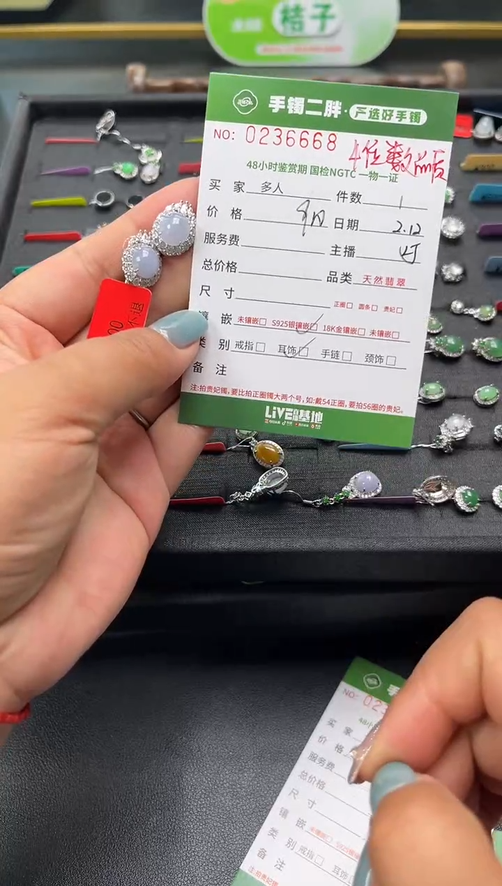 【闪购商品】翡翠耳饰银S925镶嵌多人