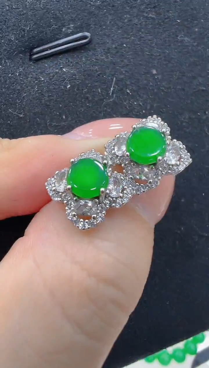 银S925镶嵌翡翠耳饰多样性团购发一件