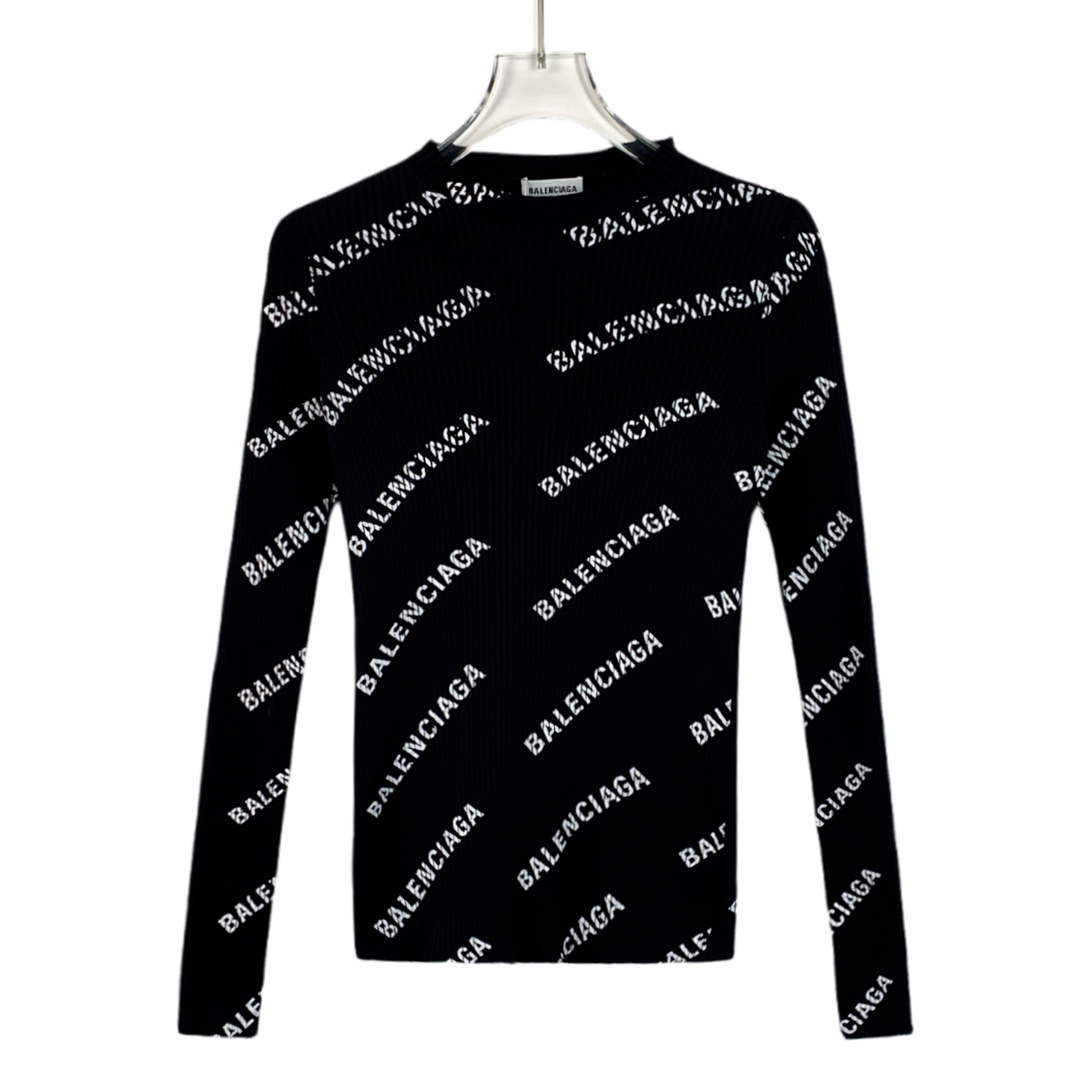 99新 Balenciaga/巴黎世家 H13305  logo弹幕满印针织毛衣 XS码 
