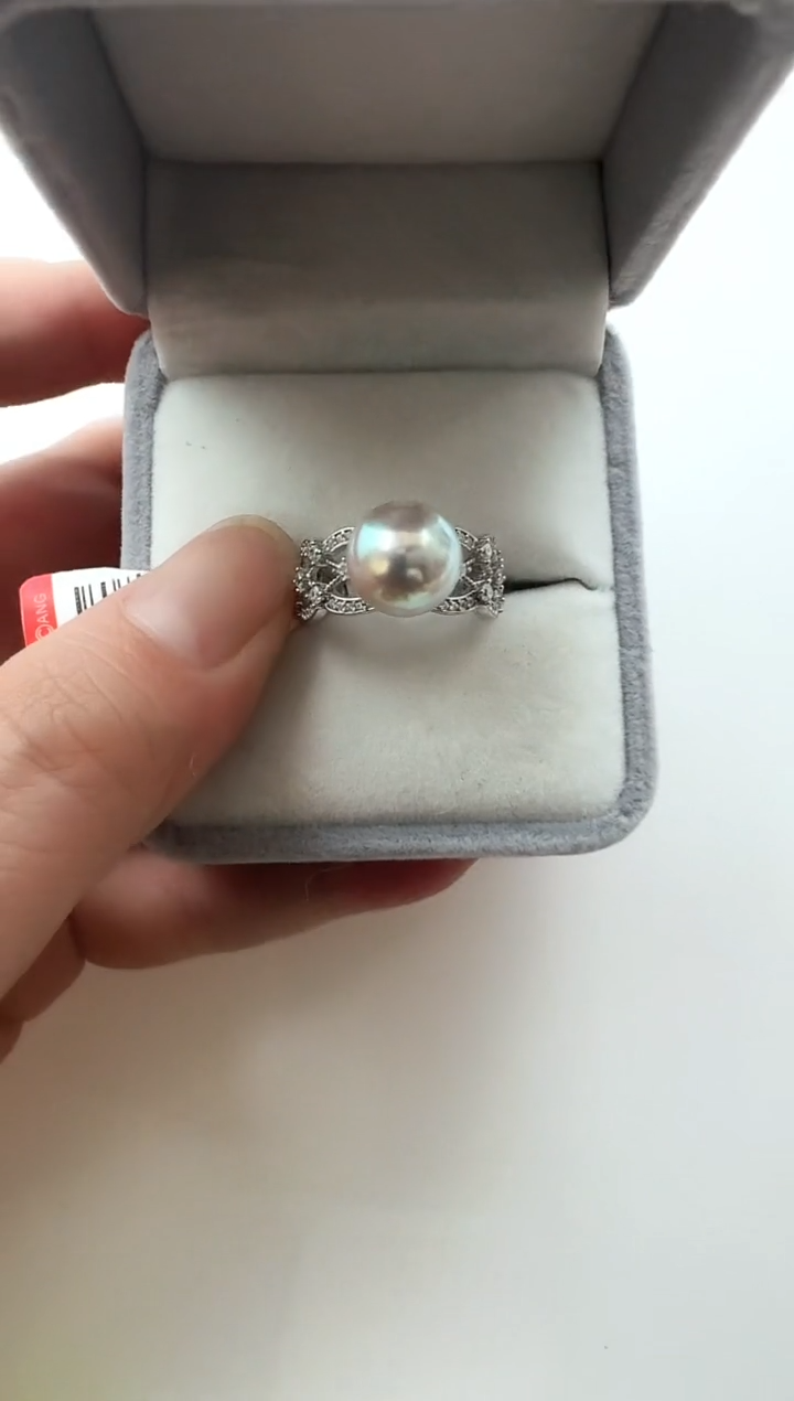 【闪购商品】海水珍珠AQ银S925镶嵌海水珍珠戒指@@HF024
