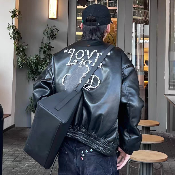 GOODBRAND 珍珠皮衣设计感轻奢时尚高级夹克外套 男女同款