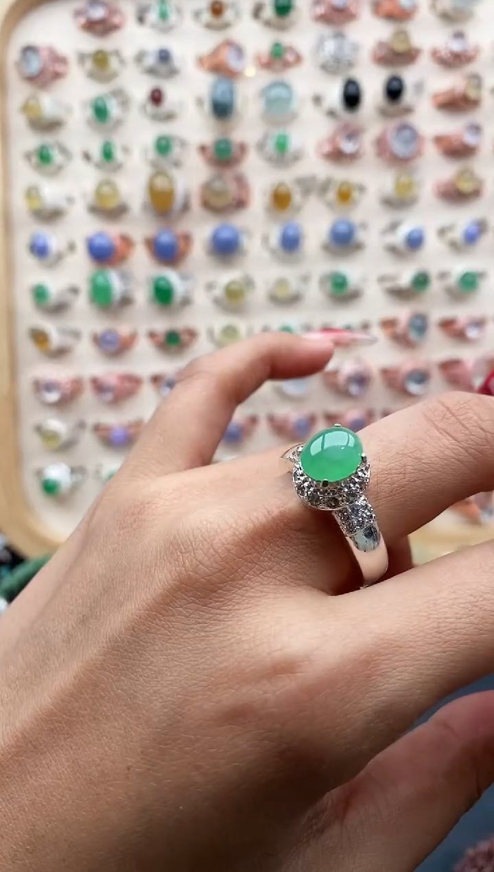 【闪购商品】翡翠戒指未镶嵌缅甸天然A货翡翠555  8+8