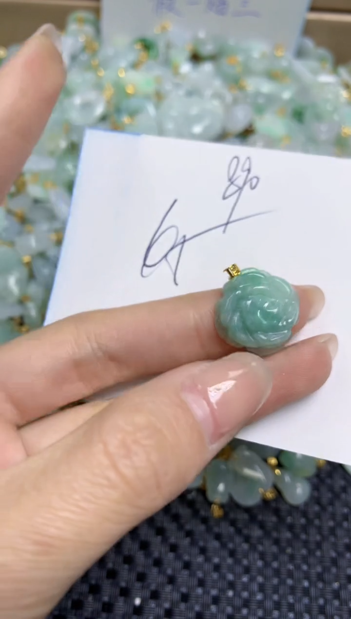 【闪购商品】翡翠颈饰18K金镶嵌天然缅甸A货翡翠