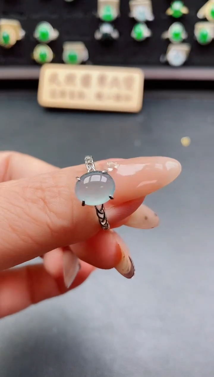 银S925镶嵌戒指翡翠1