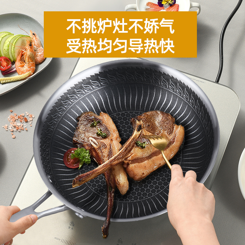 【天天粉丝专属】内24单面煎锅不沾煎锅不挑灶具（花纹随机）