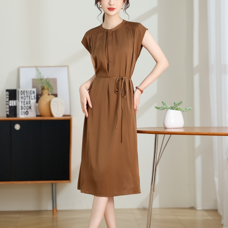 【6A桑蚕丝】现货！数兰朵23姆米重磅弹力真丝连衣裙 通勤气质小黑裙