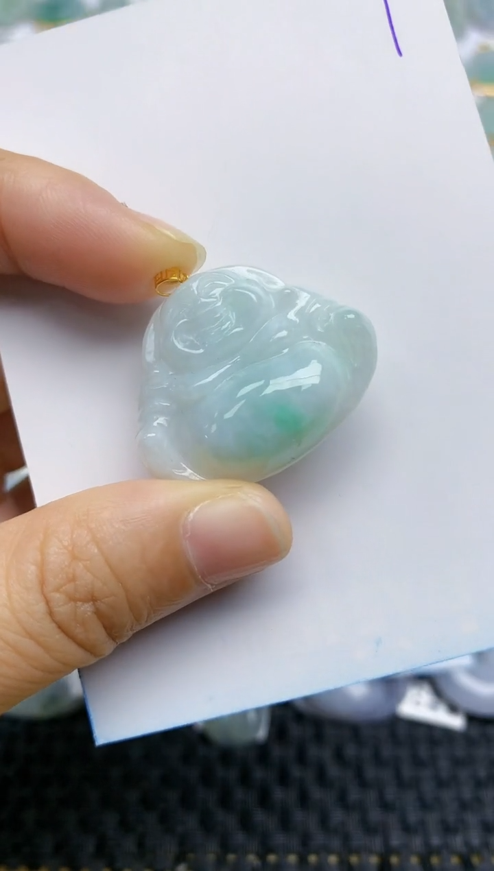 【闪购商品】翡翠挂件18K金镶嵌天然A货翡翠 9