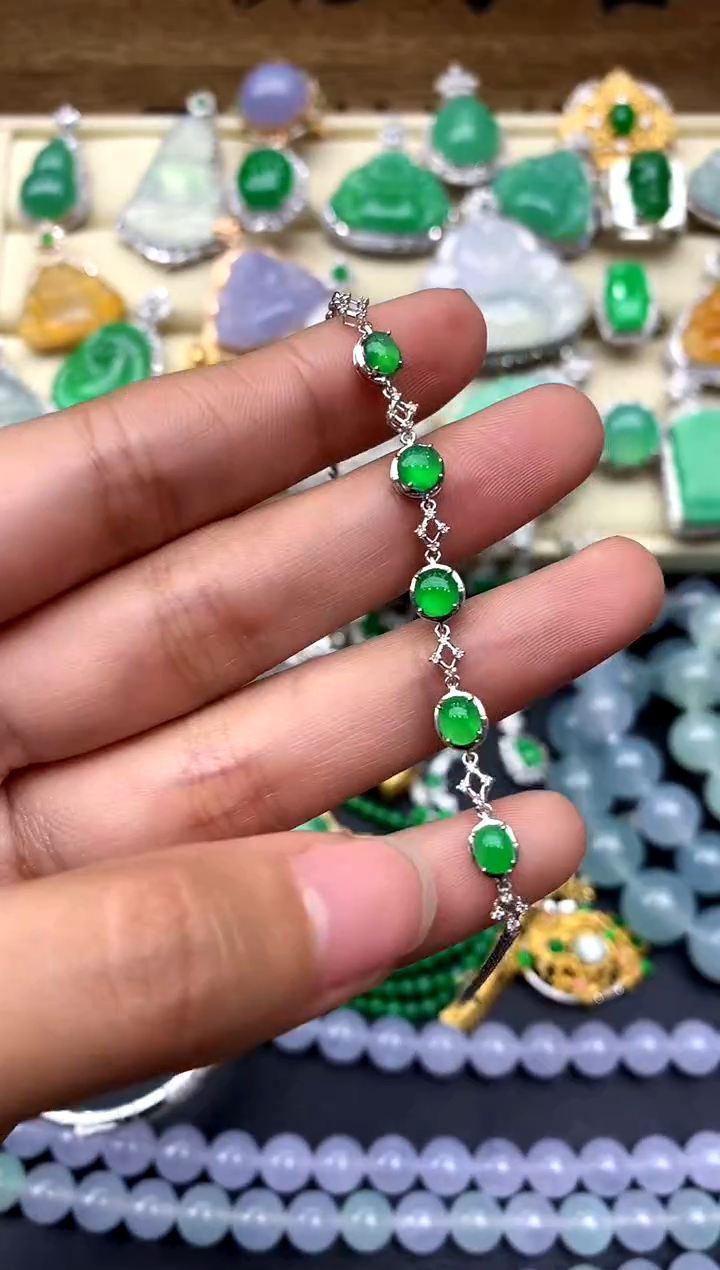 【闪购商品】翡翠手链18K金镶嵌204-中国好珍宝