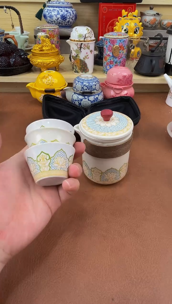 陶瓷茶具摆件旅行套组