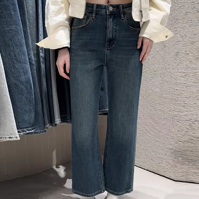 152牛仔裤女2025春新款法棍裤时尚休闲显瘦高腰